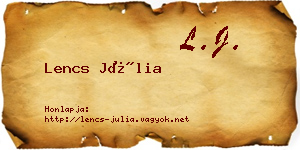 Lencs Júlia névjegykártya